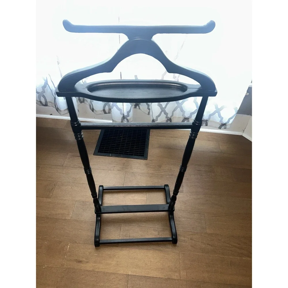 Freestanding Black Wooden Valet Stand